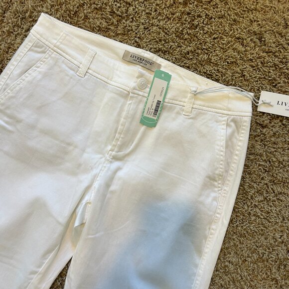 NWT LIVERPOOL Women's White Cropped Pants Trousers in Size 8 - Picture 2 of 9